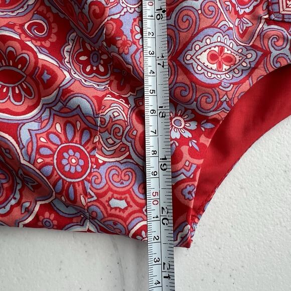 Talbots Fit &‎ Flare Medallion Dress Red & Blue Square Neck Midi Pleated Lined - Picture 14 of 16